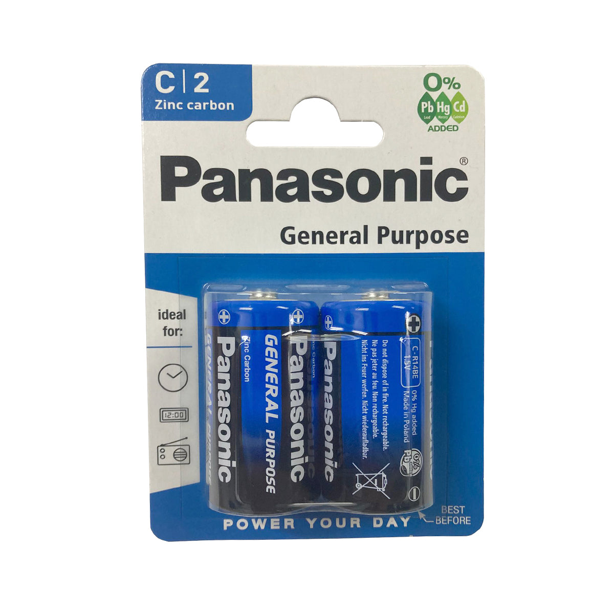 2 Pack C Panasonic General Purpose Battery - CGP