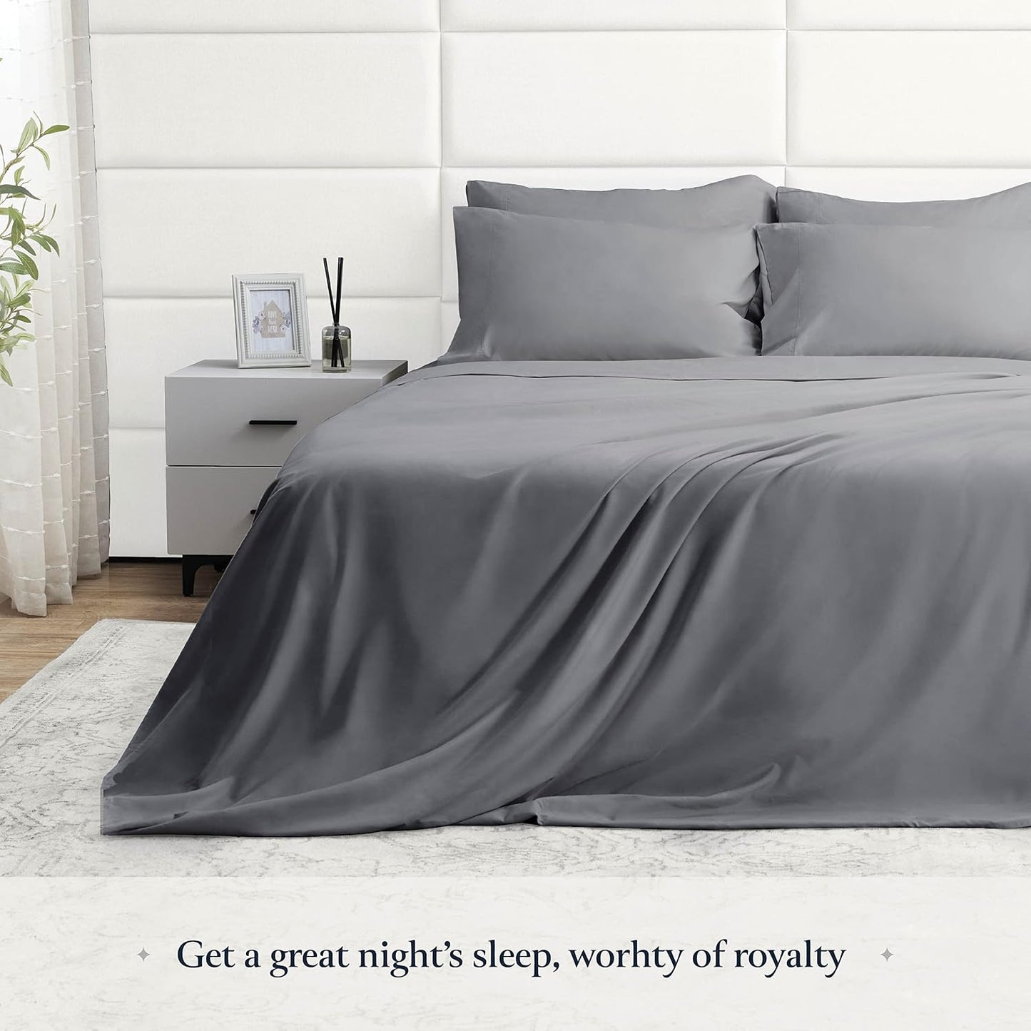 BELADOR 4 Pc Twin Bed Sheets(Grey) - MBLS102