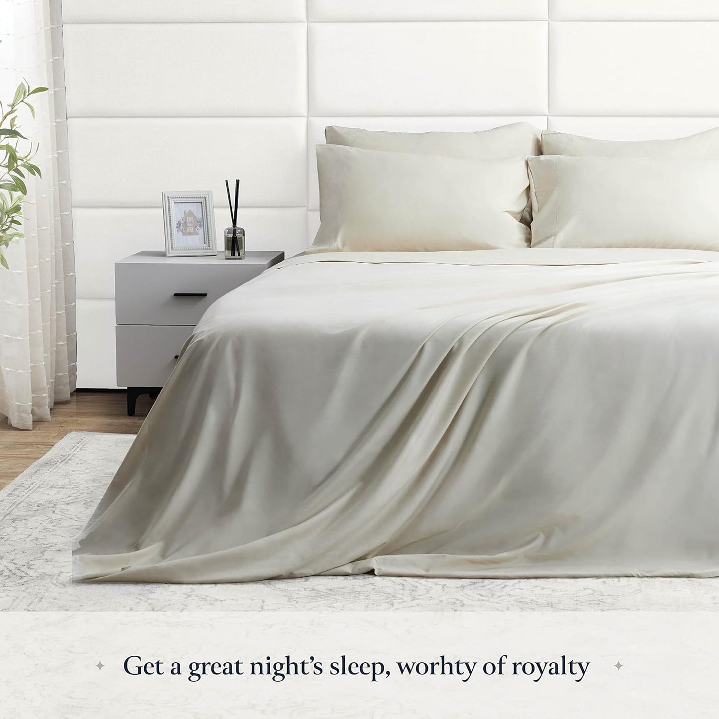 BELADOR 4 Pc Twin Bed Sheets(Cream) - MBLS103