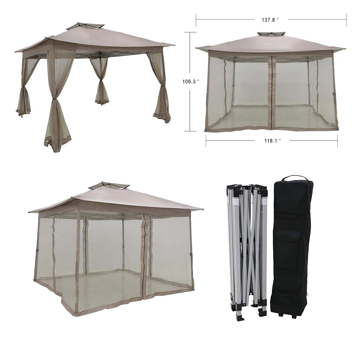 ELEVON 11 x 11 Ft Pop-up Gazebo Tent With Netting - MGAZEBO