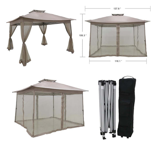 ELEVON 11 x 11 Ft Pop-up Gazebo Tent With Netting - MGAZEBO