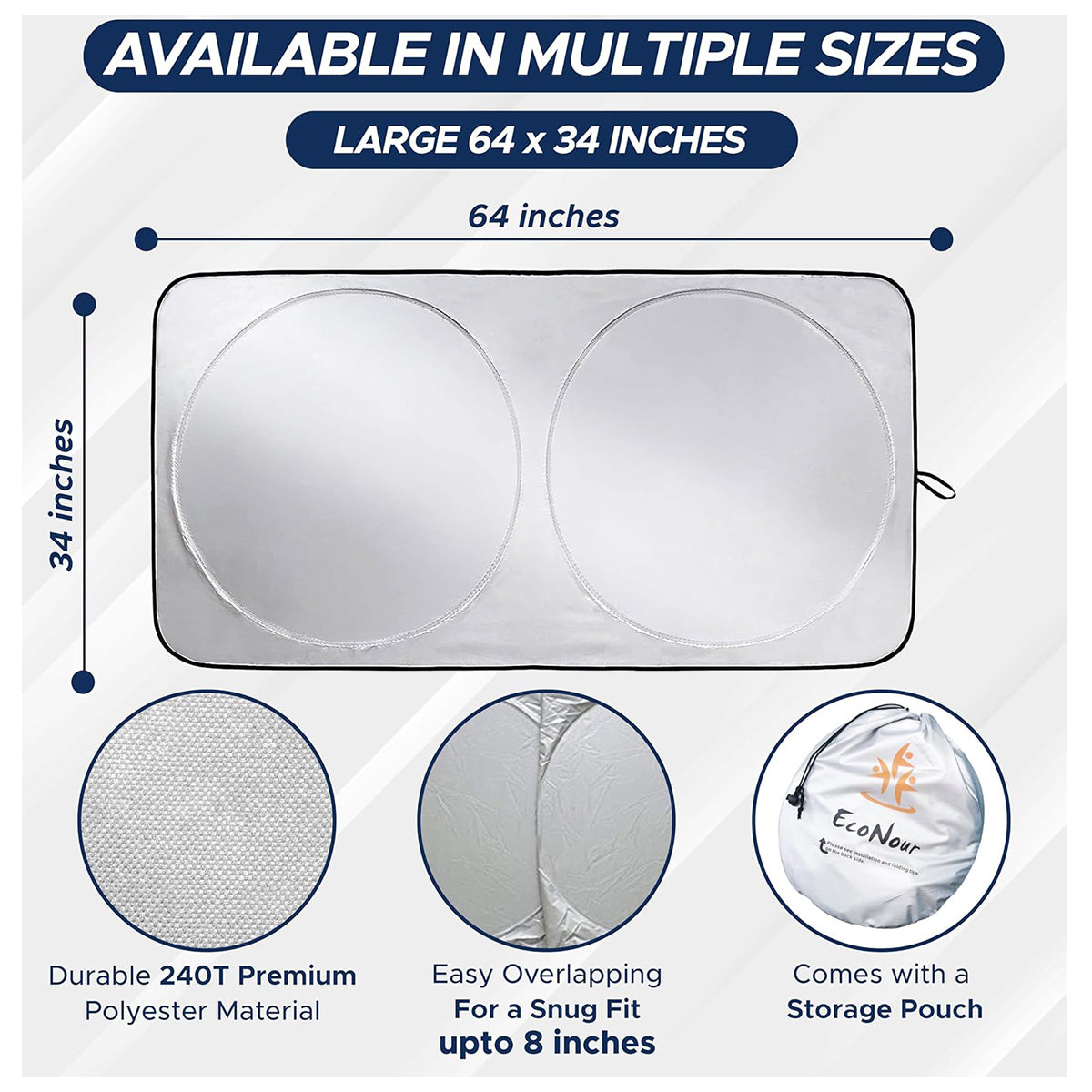 ECONOUR Car Sunshade 64 x 34 Inches - MHWGP7