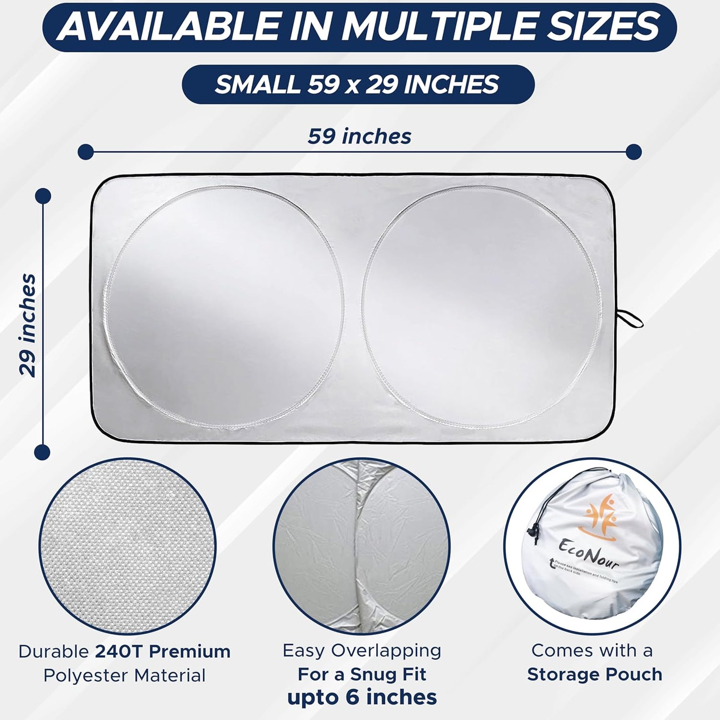 ECONOUR Car Sunshade 59 x 29 Inches - MHWP0G