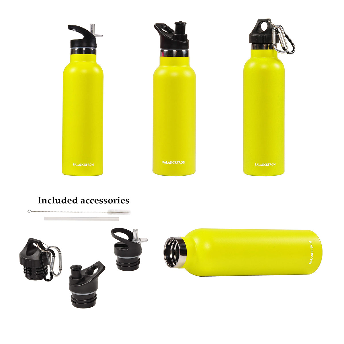 24 Oz Stainless Steel Water Bottle With 3 Caps Included - MMUG24