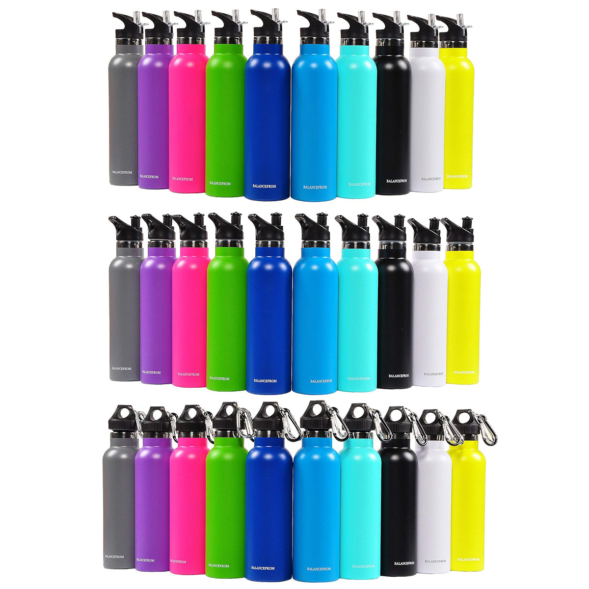 24 Oz Stainless Steel Water Bottle With 3 Caps Included - MMUG24