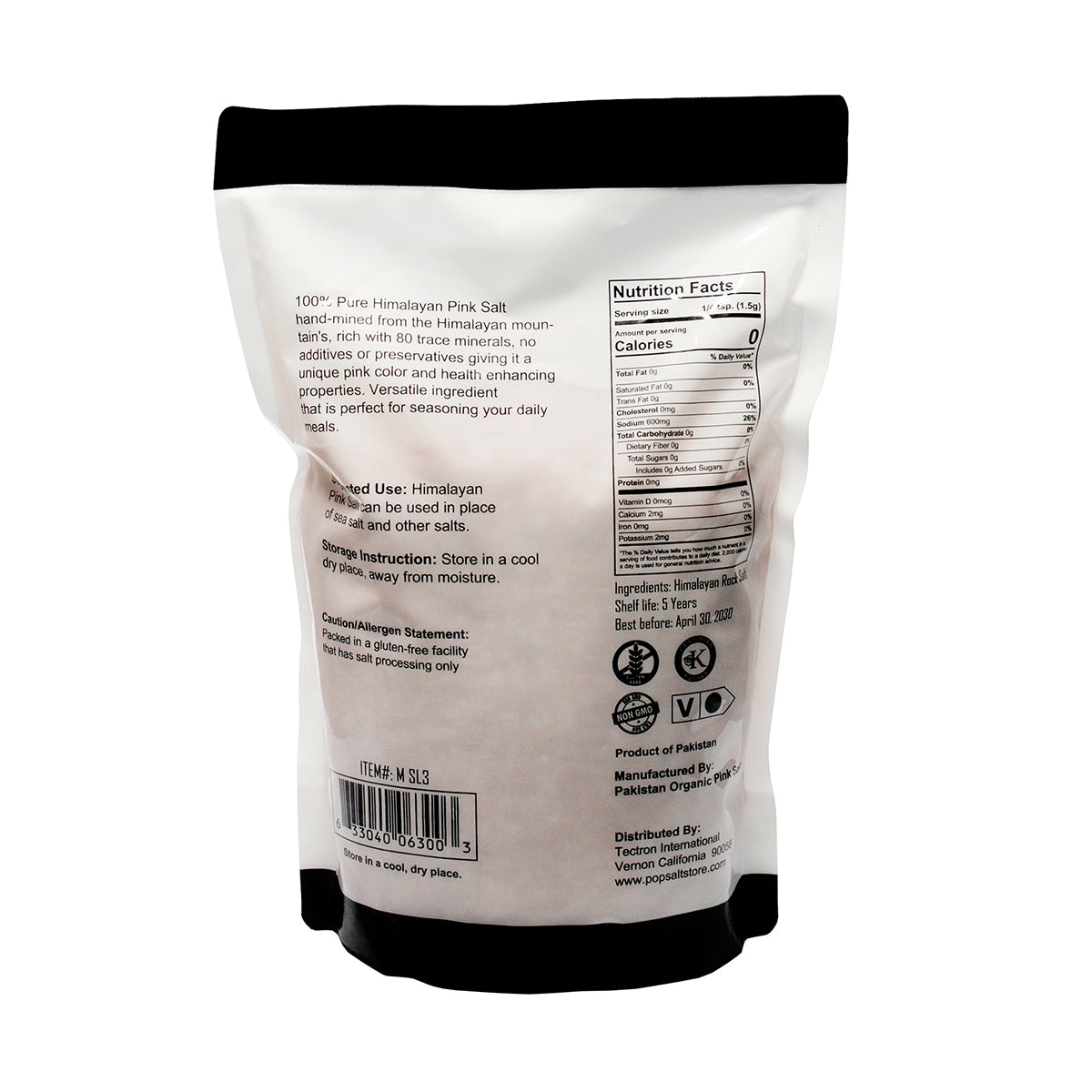 Popsalts Himalayan Pink Salt 5 Pounds Pouch Coarse Grain Kosher and Natural Certified - MSL3