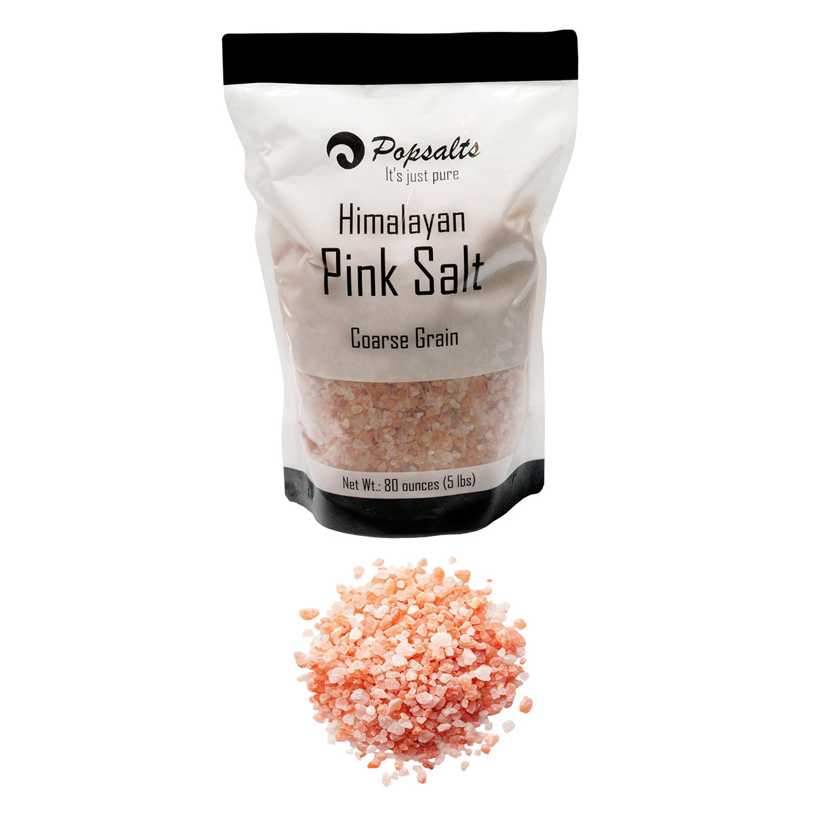 Popsalts Himalayan Pink Salt 5 Pounds Pouch Coarse Grain Kosher and Natural Certified - MSL3