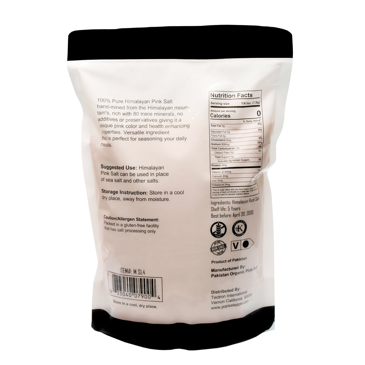 Popsalts Himalayan Pink Salt 5 Pounds Pouch Fine Grain Kosher and Natural Certified - MSL4