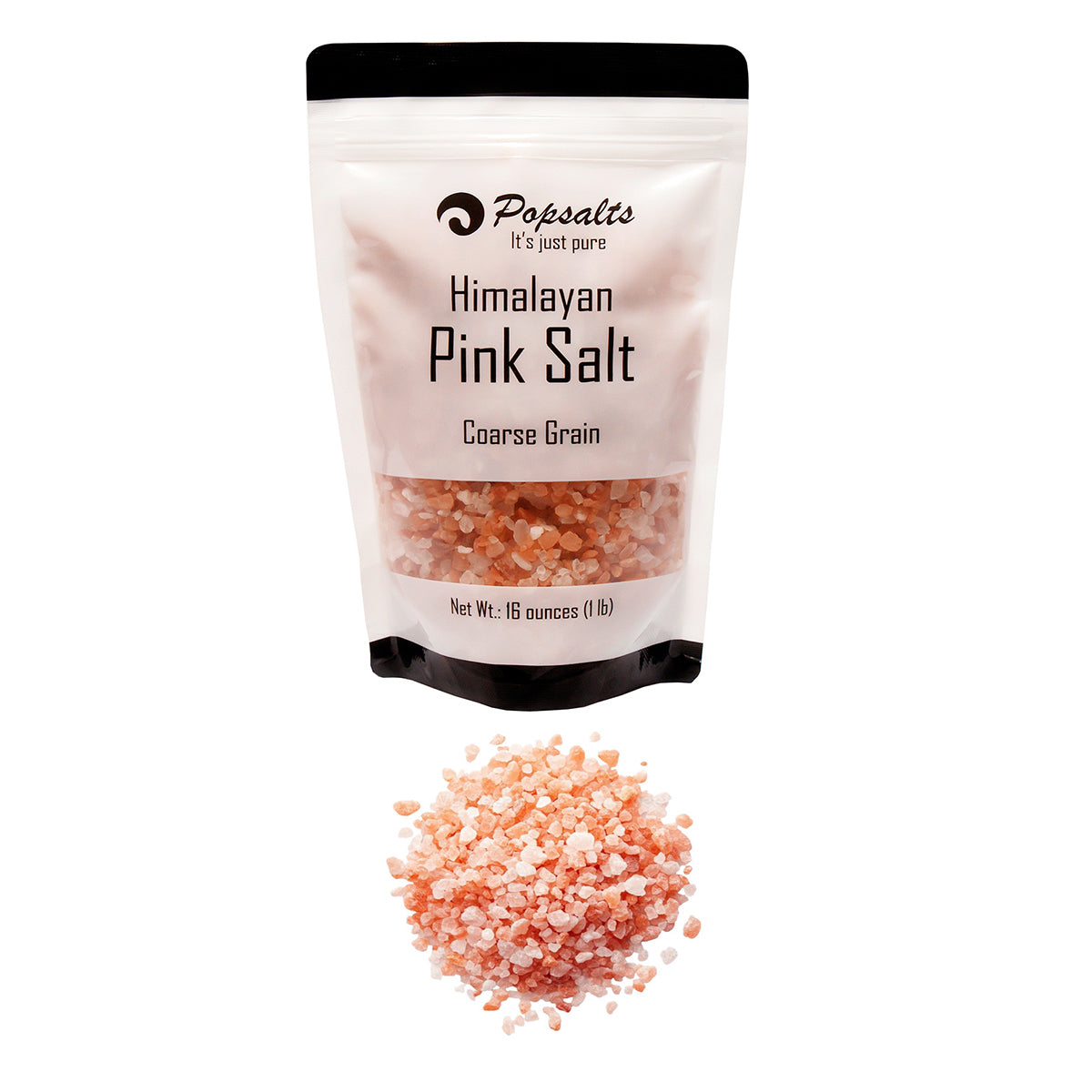 Popsalts Himalayan Pink Salt 1 Pound Pouch Coarse Grain Kosher and Natural Certified - MSL9