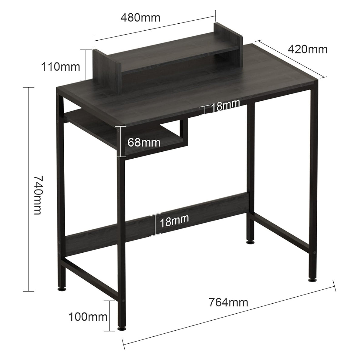 MINOSYS 32 Inches Office Desktop With Storage annd Monitor Stand - MTABLE32