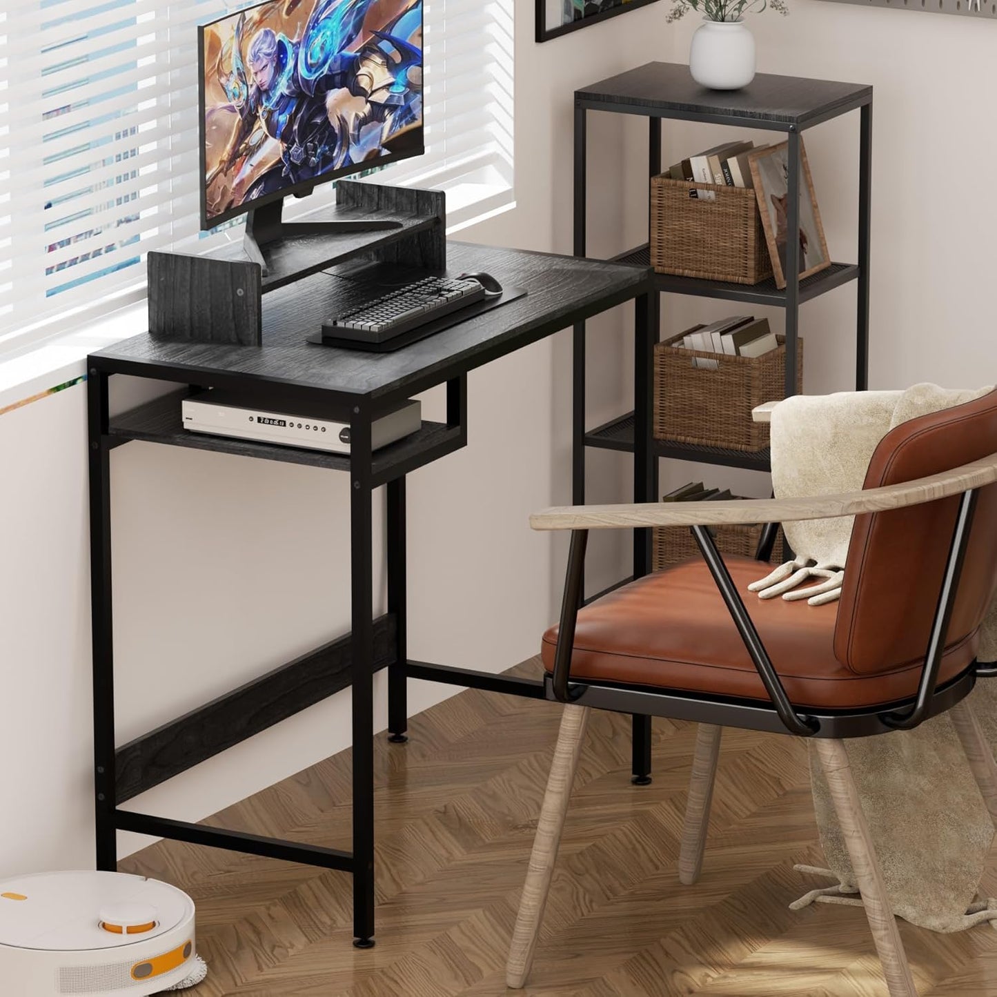 MINOSYS 32 Inches Office Desktop With Storage annd Monitor Stand - MTABLE32