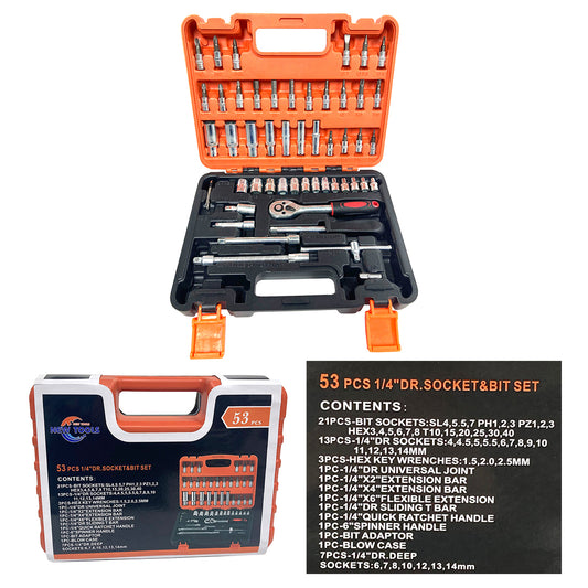 53 Pcs Mechanical Tool Kit Chrome Vanadium Steel Manual Tool Kit - MTOOL53