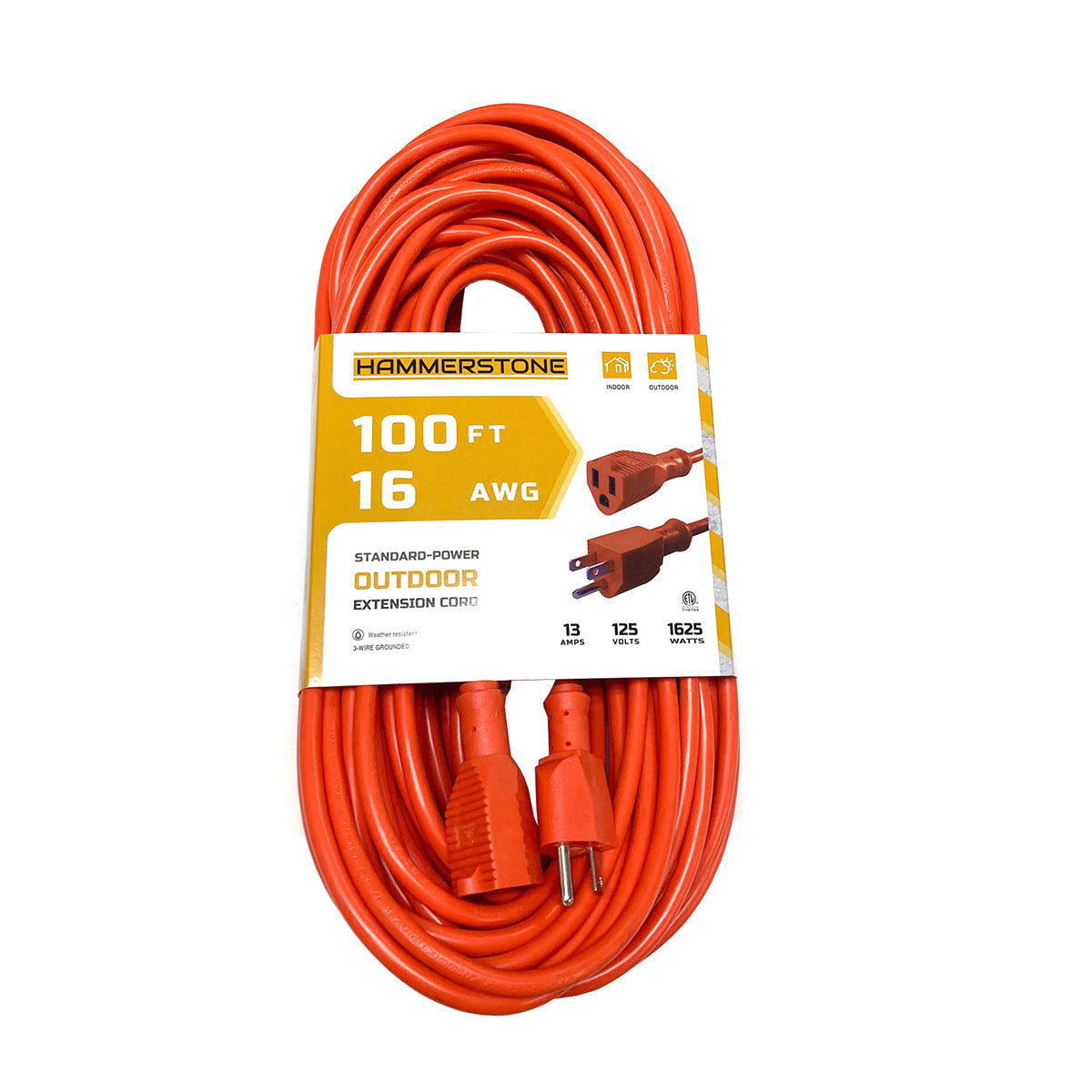 100 Ft Orange Extension Cord 16 AWG ETL - PO100ORA– Tectron