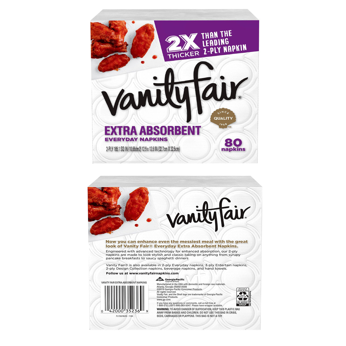 VANITY FAIR Extra Absorbent Napkins 80 ct - M35236