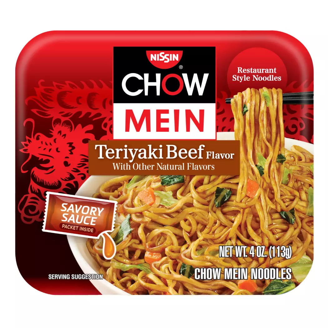 NISSIN CHOW MEIN NOODLES TERIYAKI BEEF FLAVOR, GNISSIN237