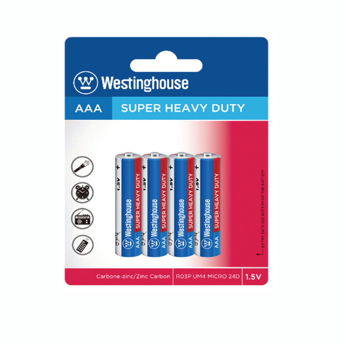 AAA Westinghouse 4Pk Heavy Duty Batteries - AAAWH4PKHD