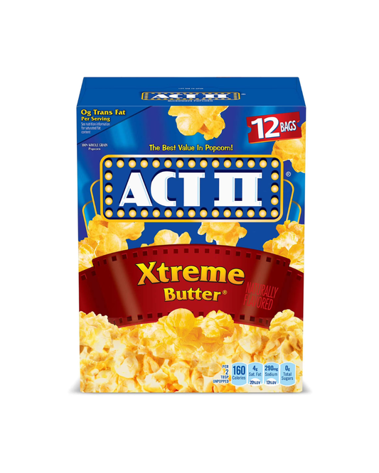 ACT II XTREME BUTTER MICROWAVE POPCORN, 12ct-2.75oz GACTII308