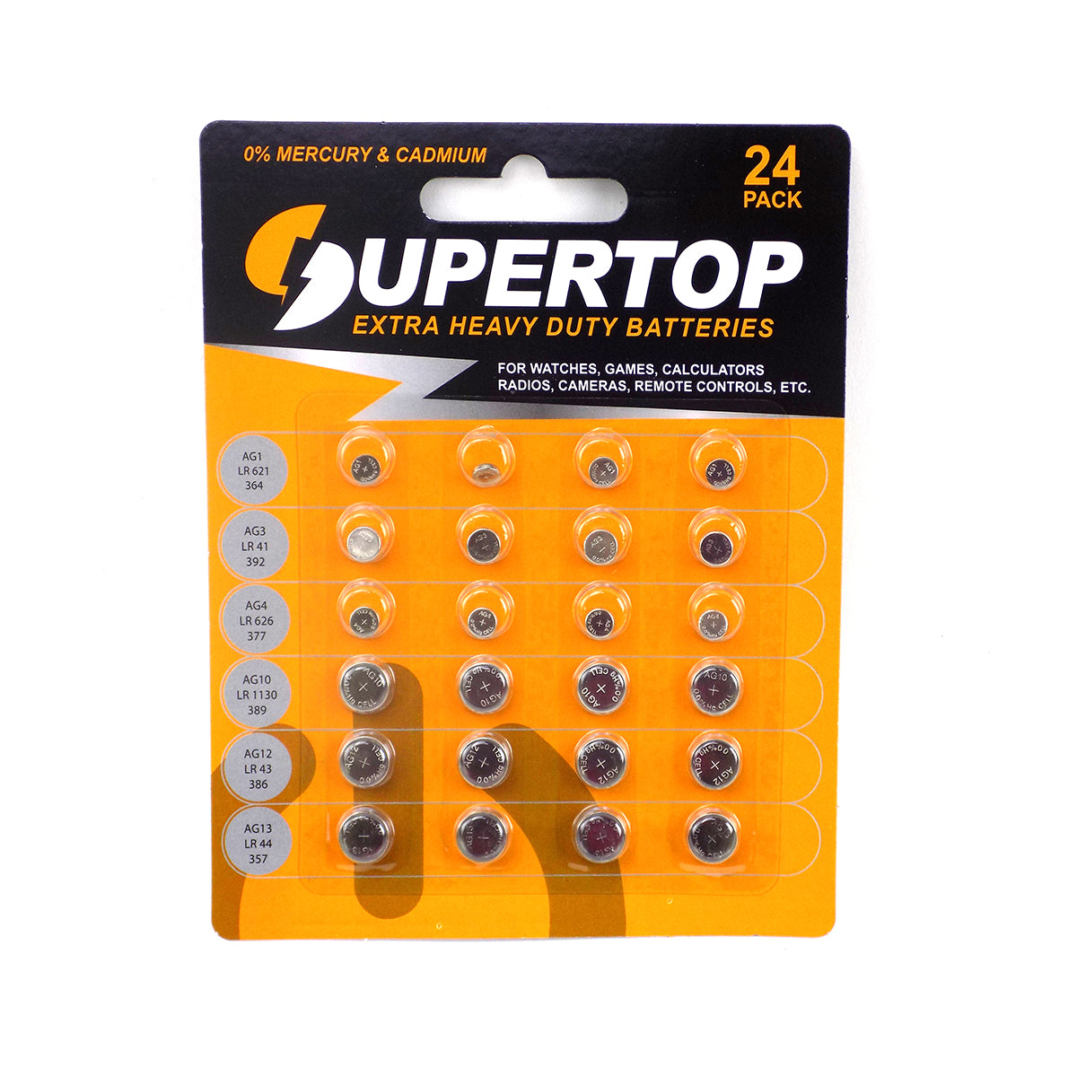 24 Pack Button Cell Battery (Ag1/Ag3/Ag4/Ag10/Ag12/Ag13) - AGASSTD