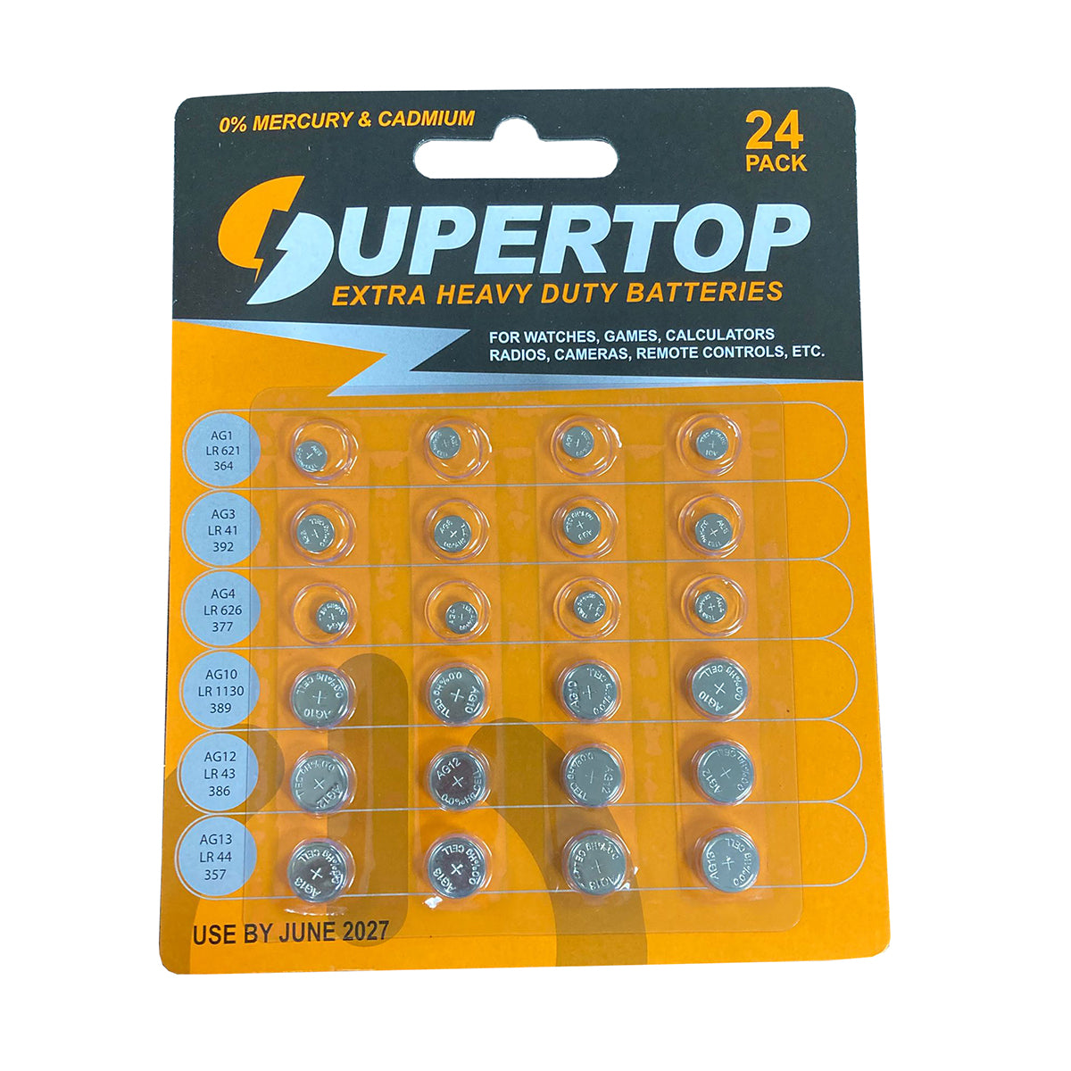 24 Pack Button Cell Battery (Ag1/Ag3/Ag4/Ag10/Ag12/Ag13) - AGASSTD