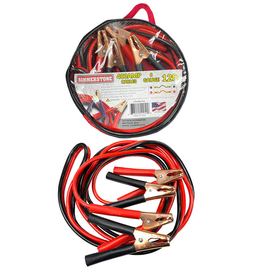 12 Ft Jumper Cable 400 Amp 8 Gauge With Plastic Carry Bag - BC400