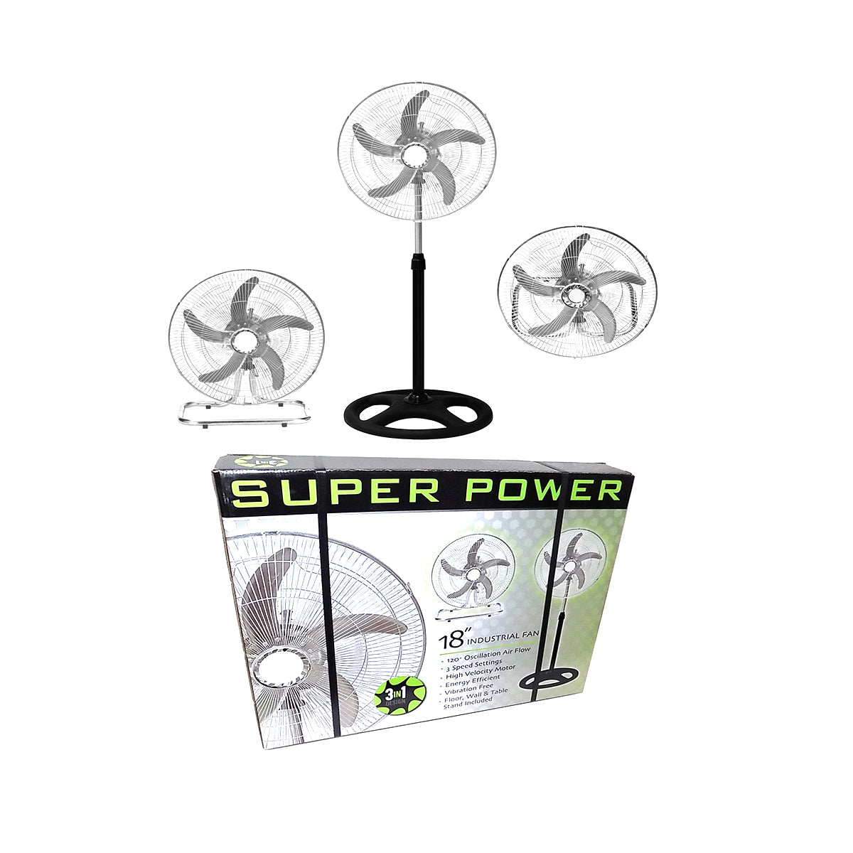 3 In 1 18" Fan 
5 Blades - FAN18/1/5/POWER