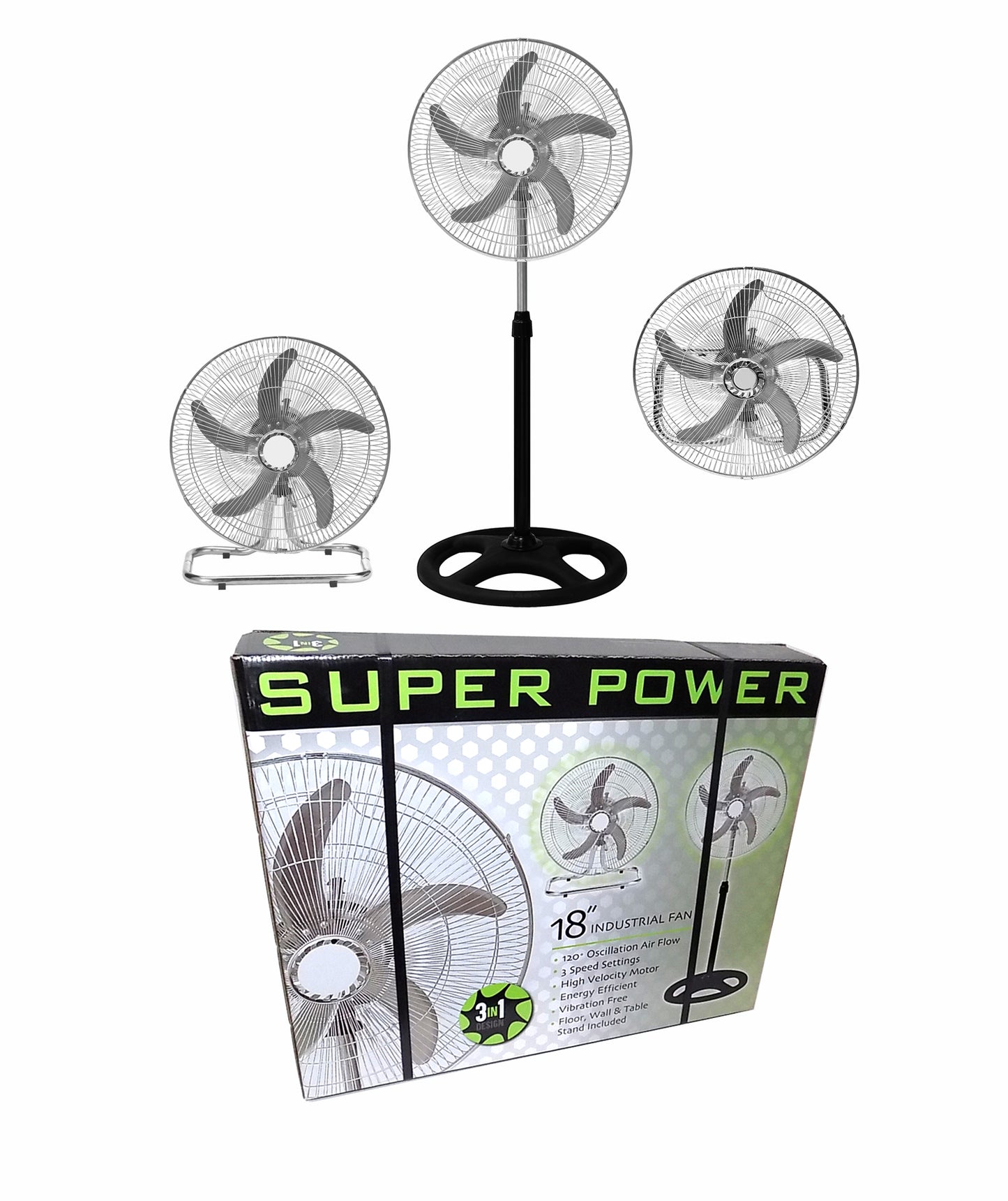 3 In 1 18" Fan 
5 Blades - FAN18/1/5/POWER