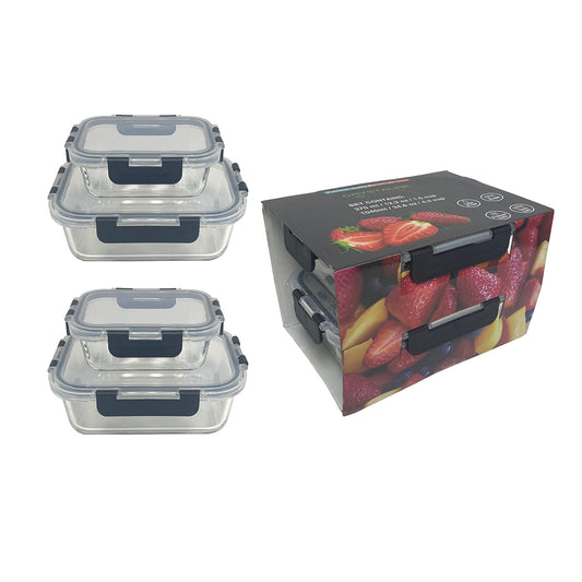 4 Pk Rectangle Container
2X 370Ml + 2X 1040 Ml, Glass W/ Hinged Pp Lid - FC370RE