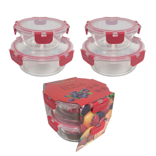 4 Pk Round Container
2X 390Ml + 2X 970 Ml Glass W/ Hinged Pp Lid - FC390RO