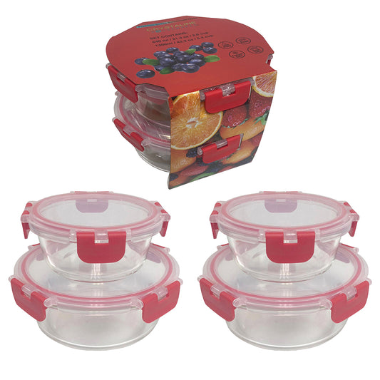 4 Pk Round Container
2X 640Ml + 2X 1300 Ml Glass W/ Hinged Pp Lid - FC640RO