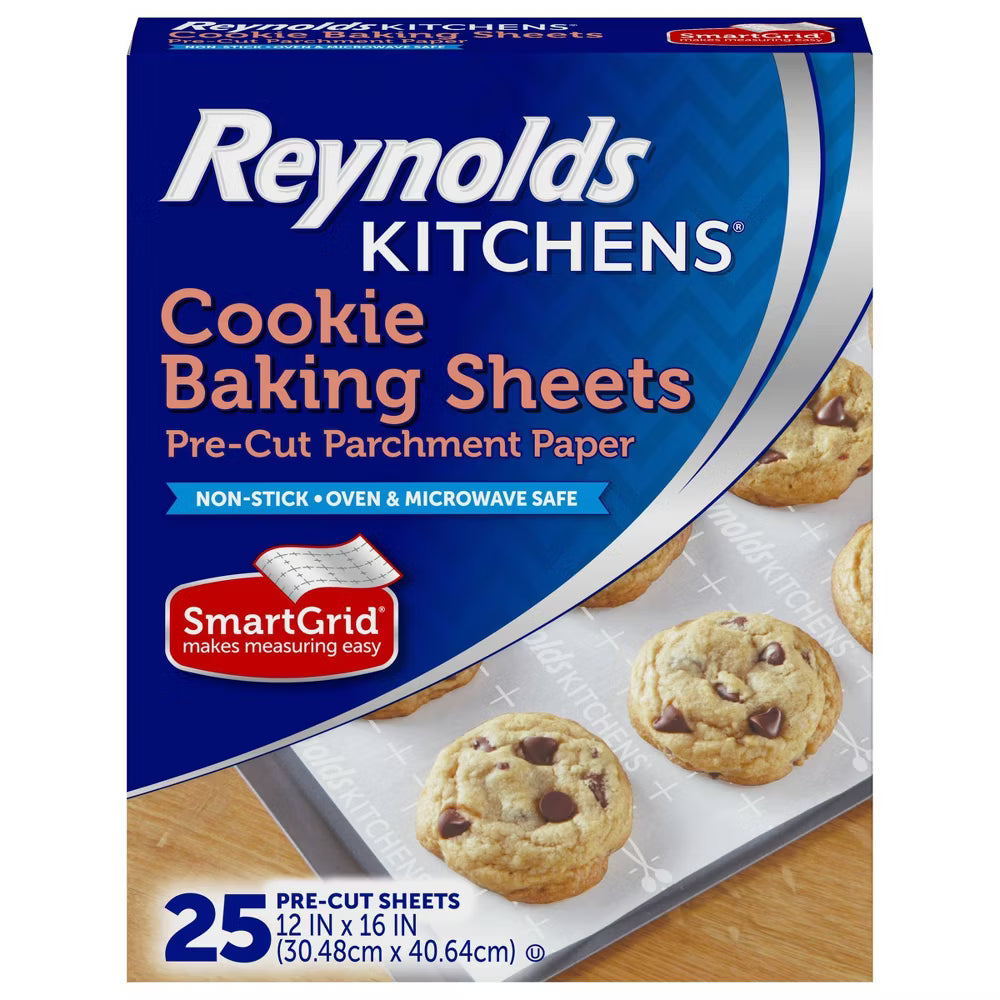 REYNOLDS KITCHENS COOKIE BAKING SHEETS PRE-CUT PARCHMENT PAPER 12" x 16", 25ct REY3344