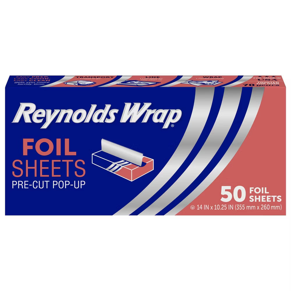 REYNOLDS WRAP PRE-CUT POP-UP ALUMINUM FOIL SHEETS, 50ct REY1038