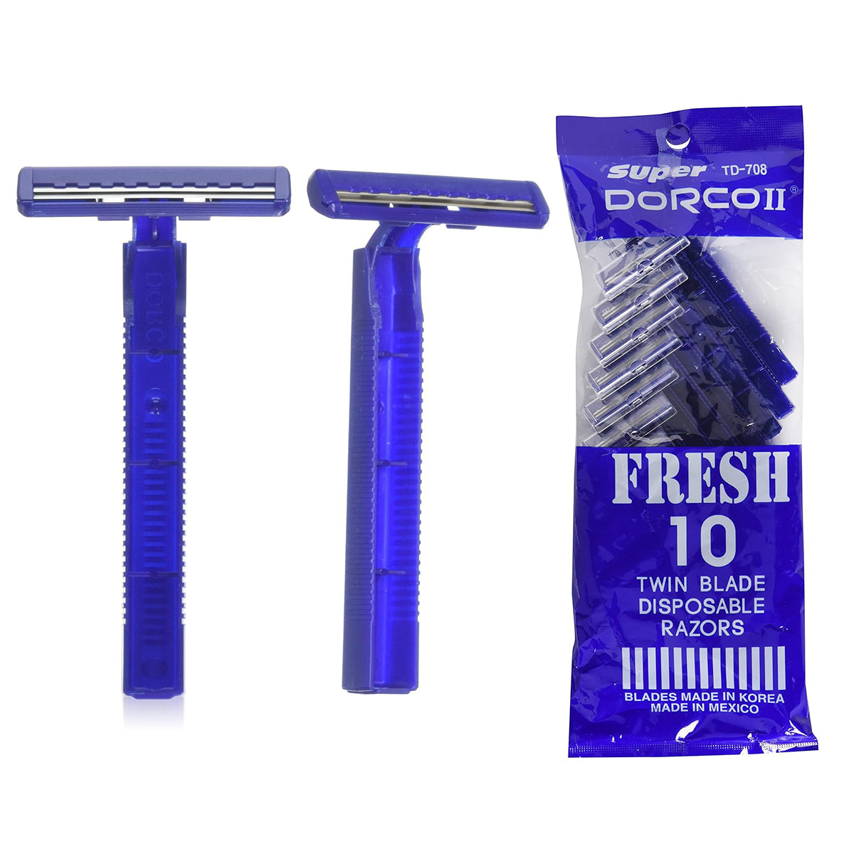 10 Pk Dorco Twin Blade Disposable Razor - HCD708B