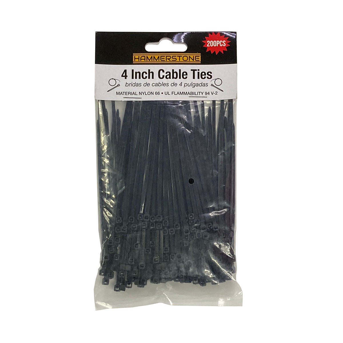 200 Pcs 4 Inches Cable Ties (White & Black) - HD200