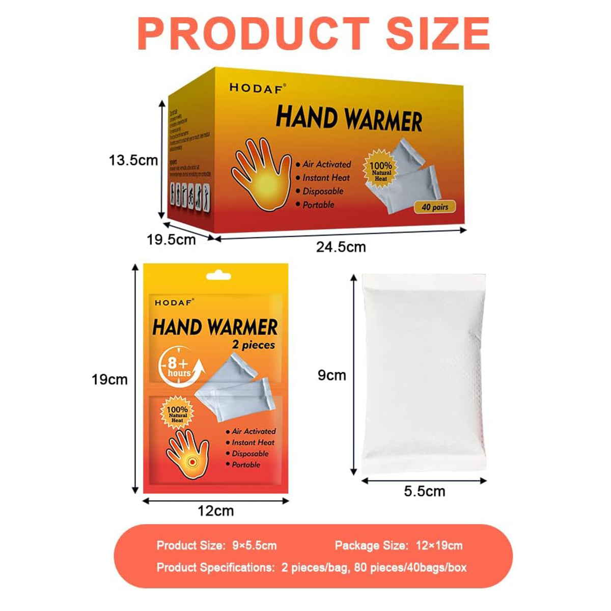 40 Pairs Disposable Hand Warmers in Display Box - HWHANDWARMER