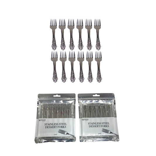 12 Pcs Stainless Steel Dessert Forks Set - KT105