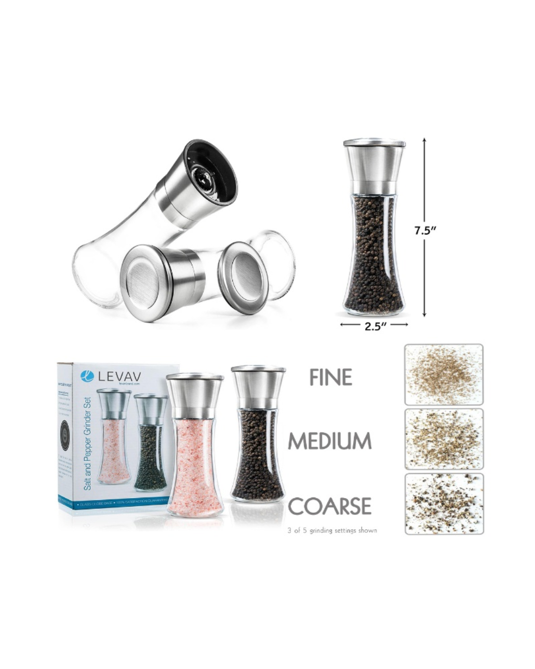 Levav Premium Salt and Pepper Grinder Set of 2 - M SP002
