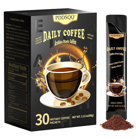PDDSQQ Arabica Instant Black Coffee 30 packs Medium Roast 60g - MCOFFEE30
