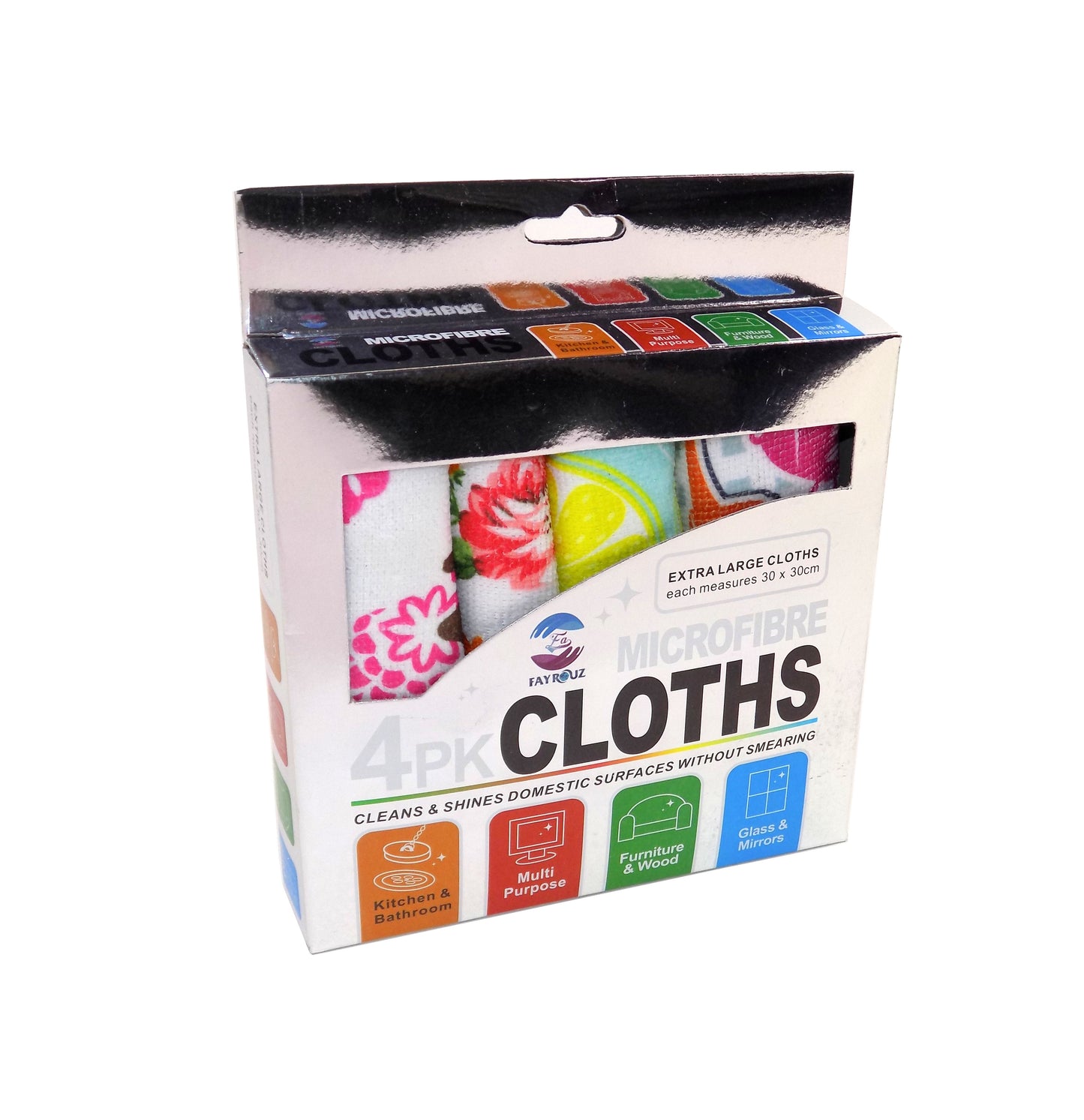 4 Pack Microfibre Cloths 12”X12”
(Printed Design) - MFA0505