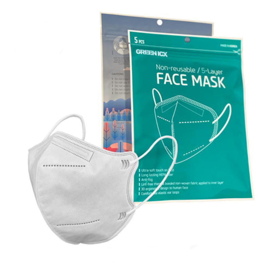 Green ICX Disposable 5-Ply Protective Face Mask - MMASK5