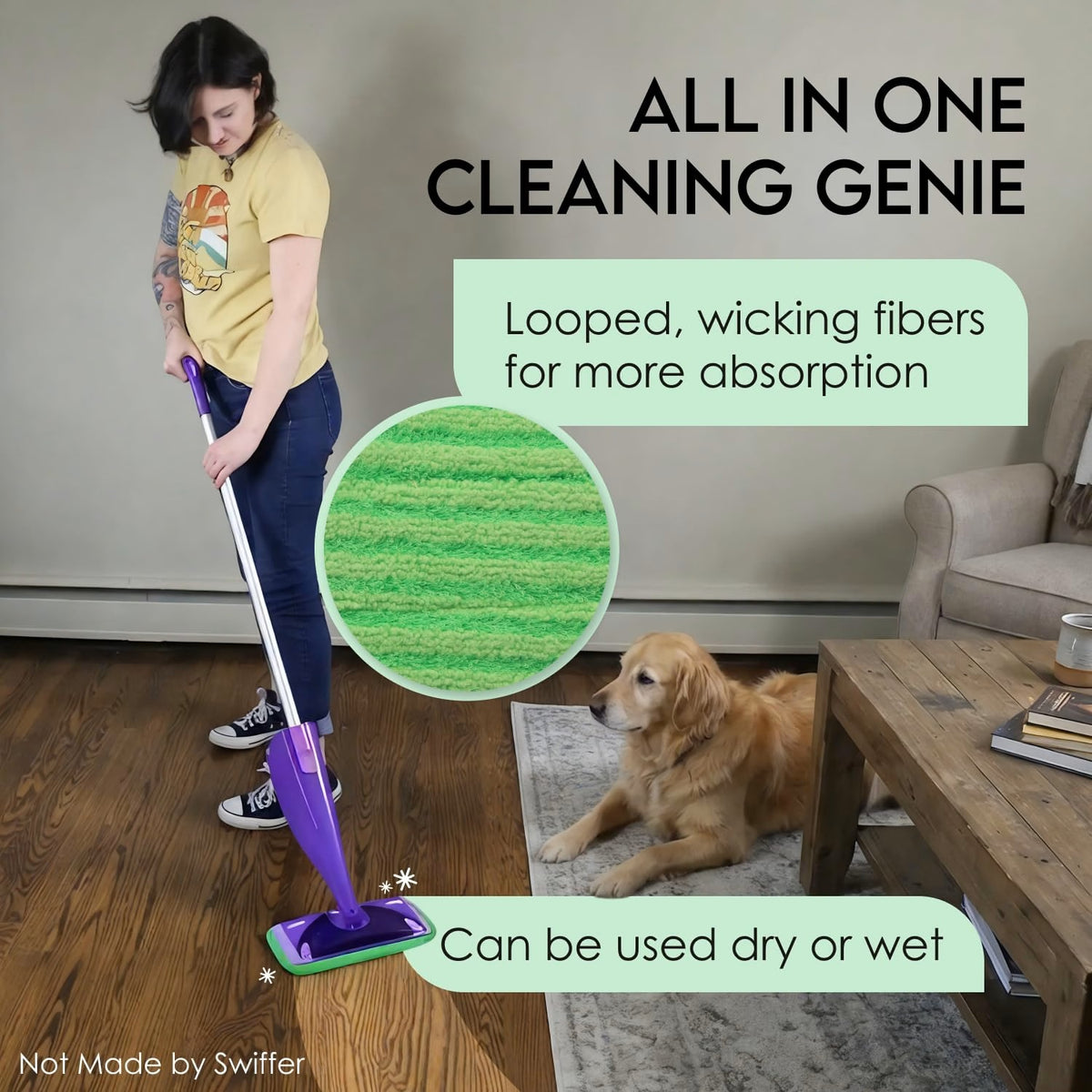 Turbo Mops Reusable Floor Mop Pads 2 Pack 12 inches Microfiber Mop Refills - M MOP