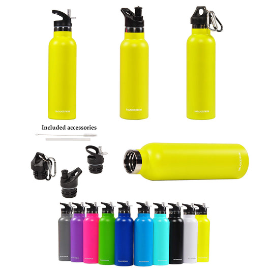 24 Oz Stainless Steel Water Bottle With 3 Caps Included - MMUG24