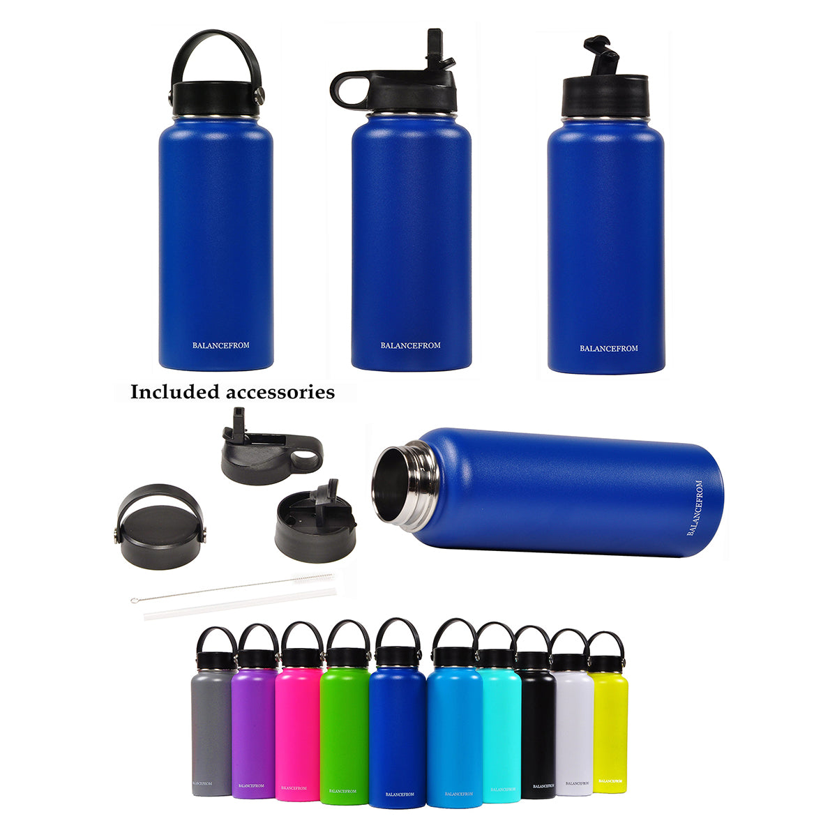 40 Oz Stainless Steel Water Bottle With 3 Caps Included - MMUG40