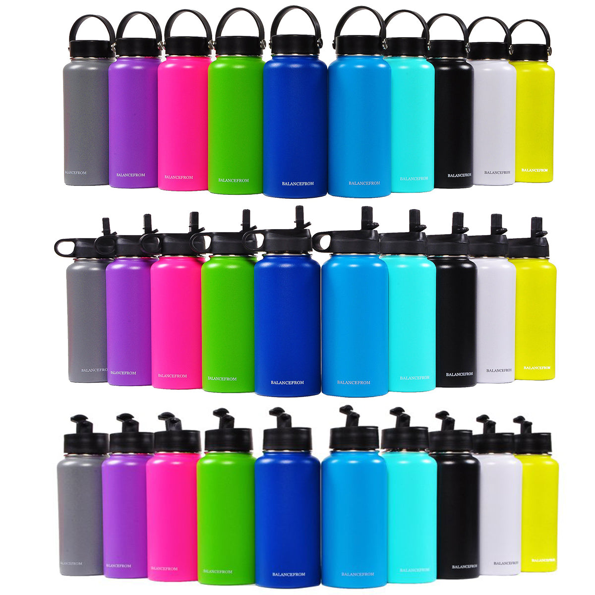 40 Oz Stainless Steel Water Bottle With 3 Caps Included - MMUG40
