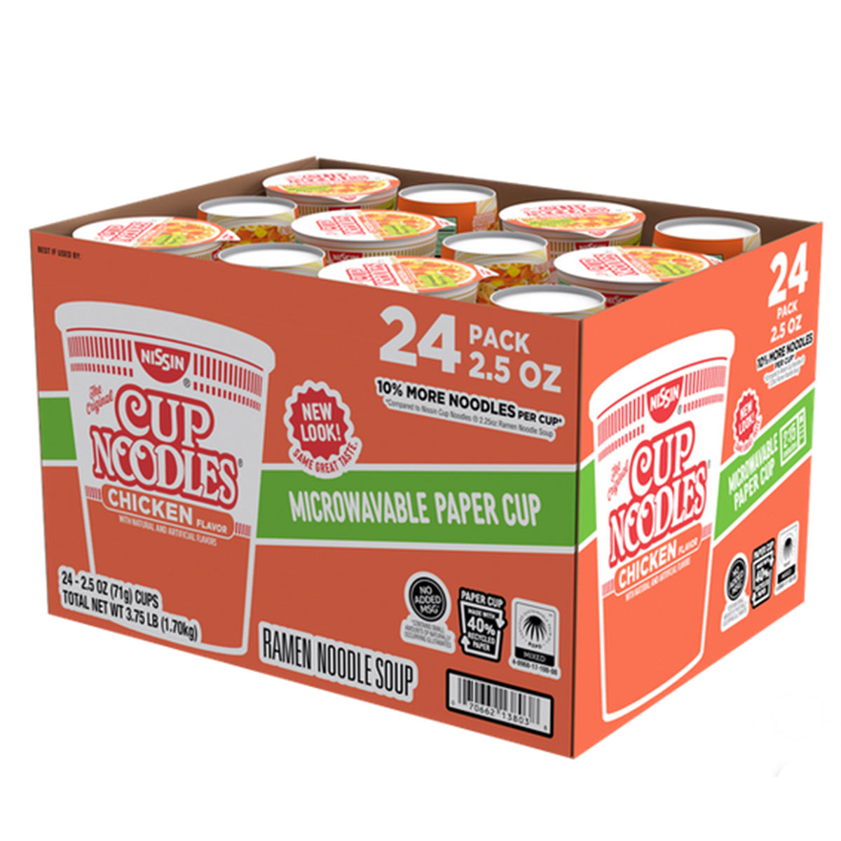 2.5 OZ NISSIN Cup Noodles Chicken Flavor (Microwavable Paper Cup) - MNOODLES24C