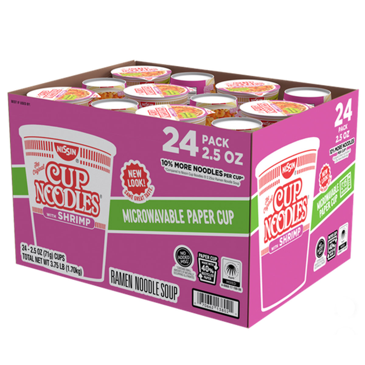 2.5 OZ NISSIN Cup Noodles Shrimp Flavor (Microwavable Paper Cup) - MNOODLES24S