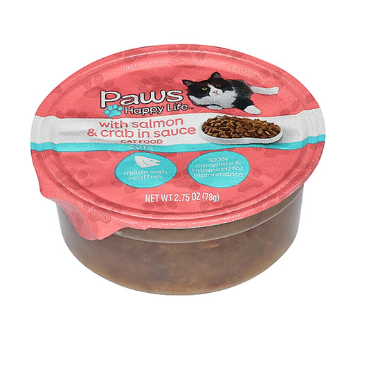 PAWS HAPPY LIFE Cat Food With Salmon and Crab In Sauce 2.75 oz - MPAWS