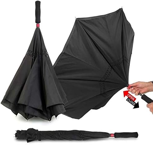 46 Inches Inverted Umbrella(Black/Black) - MREVKK