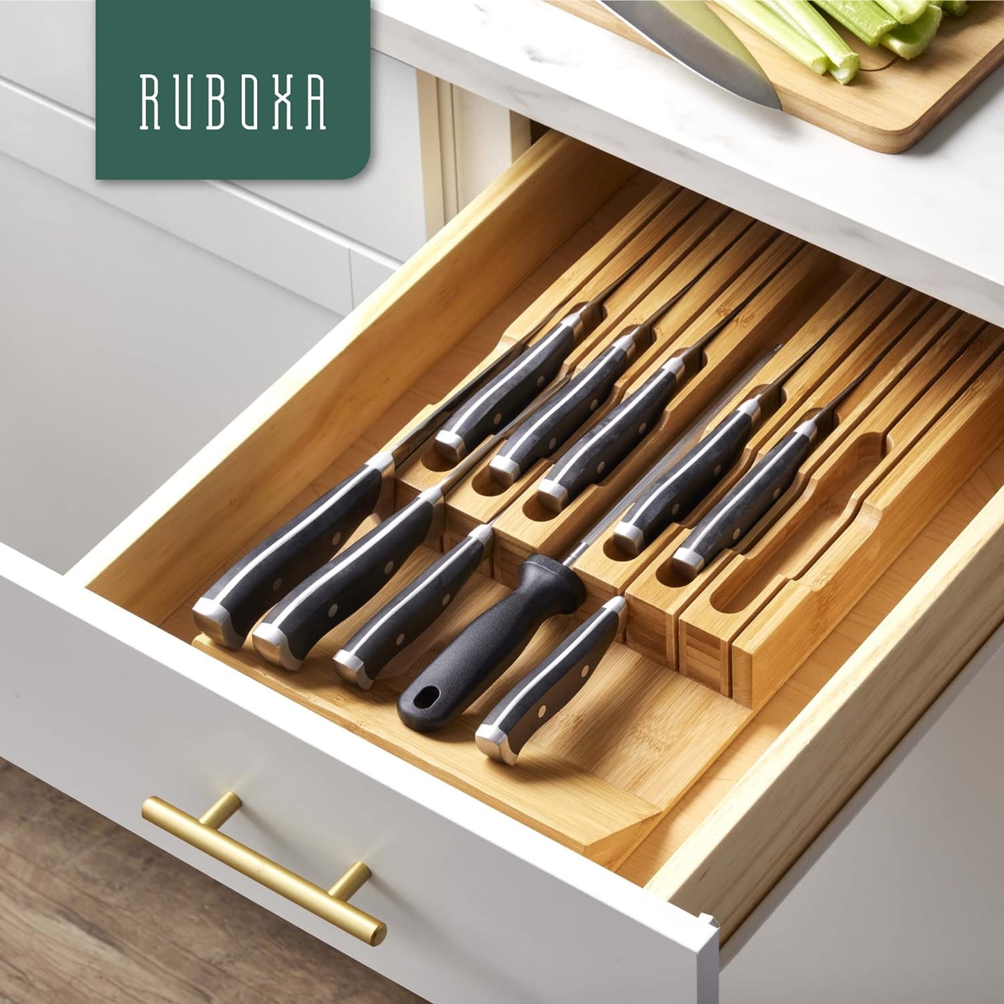 12 Slots Bamboo Knife Organizer (Knives Not Included) - MRUB12