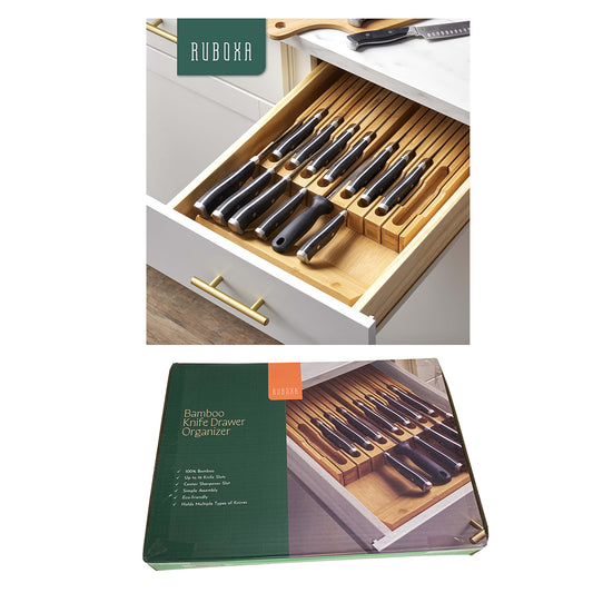 16 Slots Bamboo Knife Organizer (Knife Not Included) - MRUB16