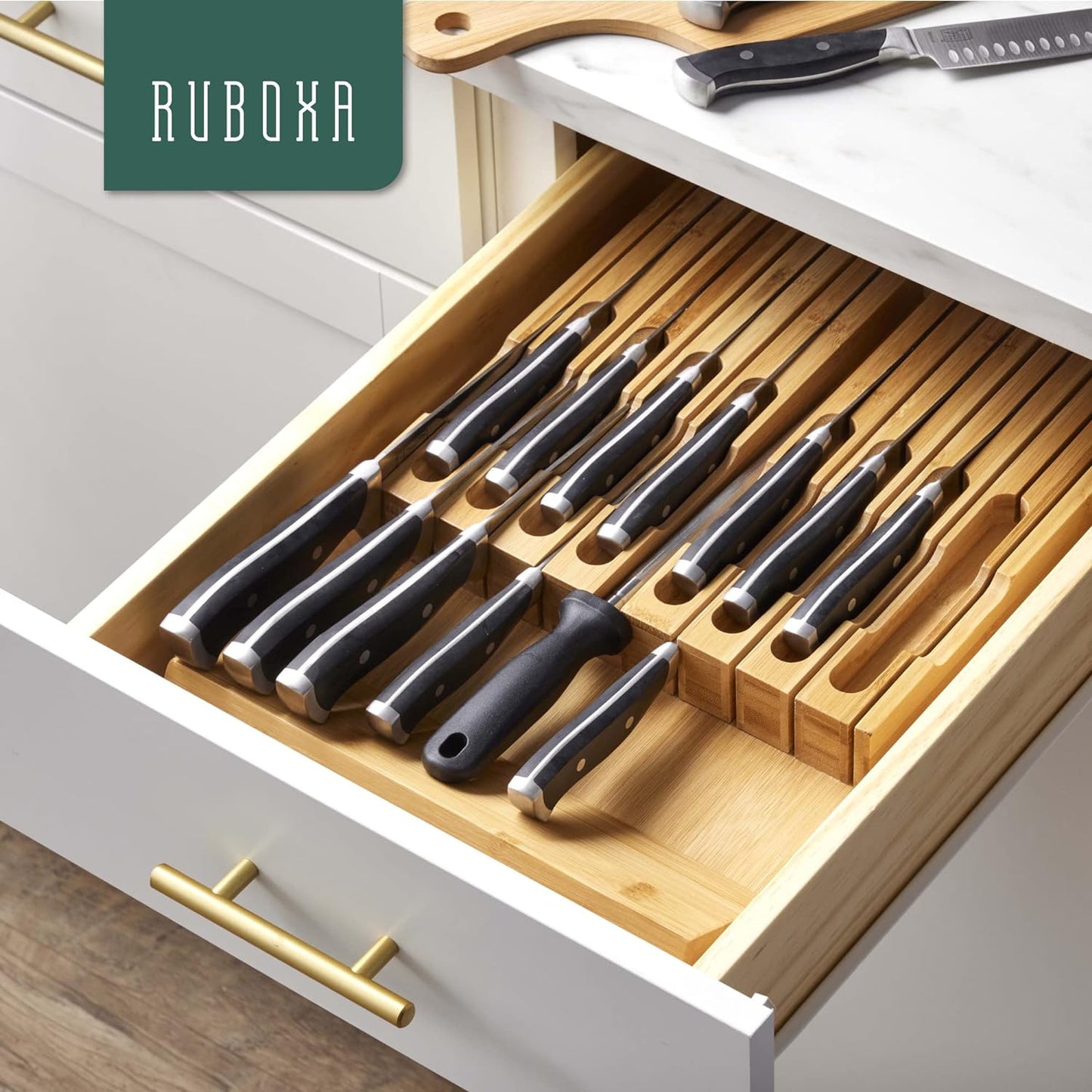 16 Slots Bamboo Knife Organizer (Knife Not Included) - MRUB16